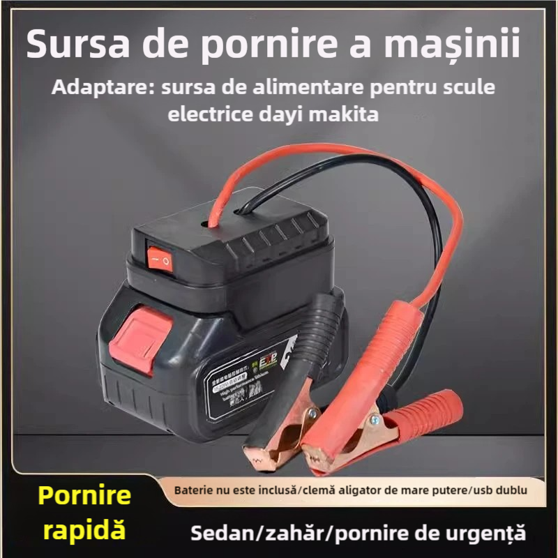 🚗🧰Convertor multifuncțional pentru pornire de urgență a bateriei auto【(interfață USB dublă)】-3868727
