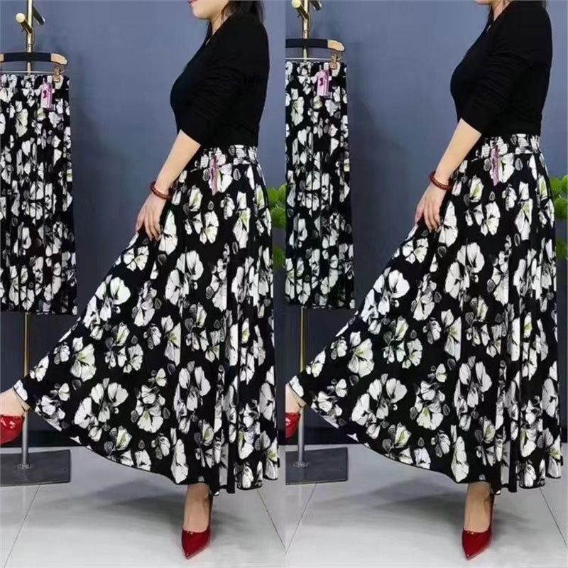 💖【Reducere pe timp limitat】 🌸【L-5XL】2025 fustă lungă nouă cu talie înaltă imprimată--3900240
