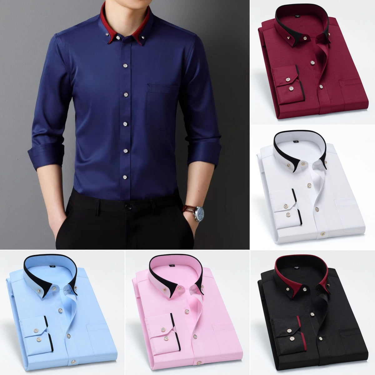 【S-4XL】2025 Noua cămașă respirabilă de afaceri pentru bărbați de moda casual-3859747