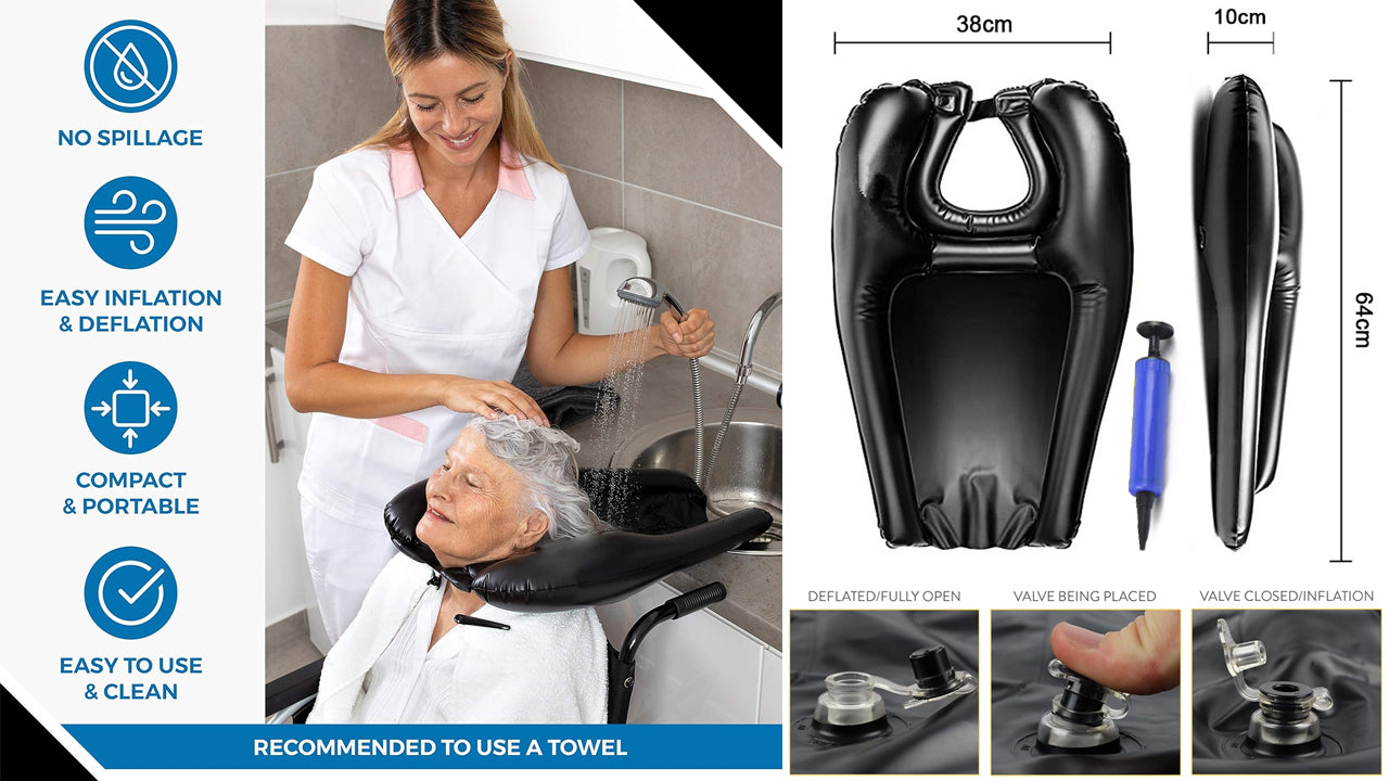 🏆【Perna de sampon+Gonflator+peria de sampon】Tavă portabilă pentru șampon pe noptieră-3870581