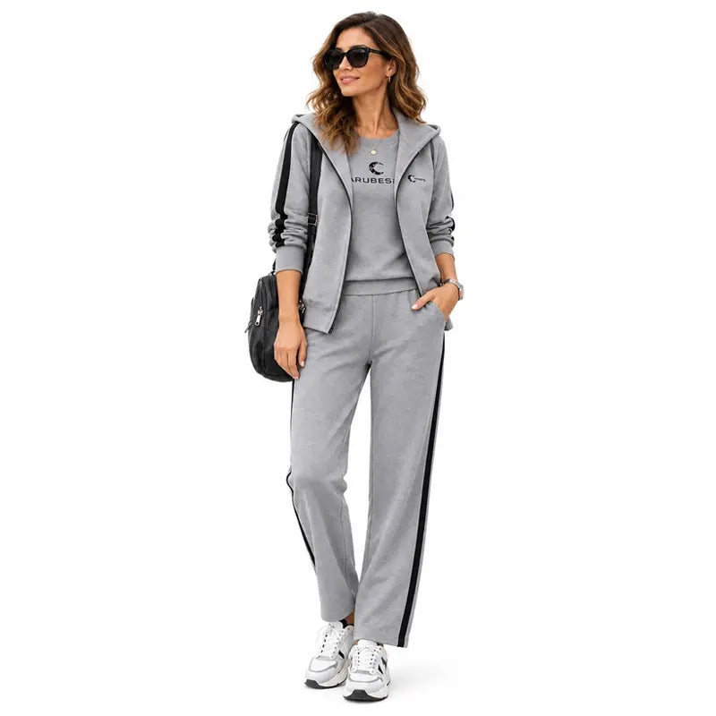 🔥【Novi dolazak - Ograničeno vrijeme 50% popusta】❄️S- 4XL】Ženski jesensko/zimski modni ležerni set od tri dijela (majica + jakna + hlače)