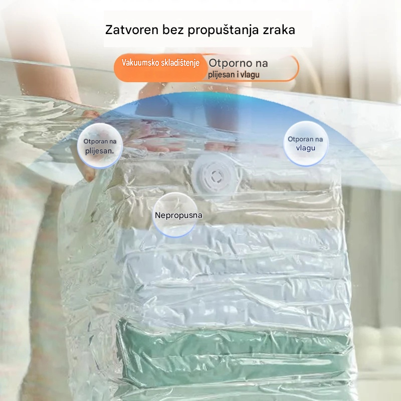 ✨(5 komada)💨 Velika, stlačiva vakuumska vrećica za pohranu: nije potrebna pumpa, nepropusna je i idealna za uštedu prostora u koferima i kod kuće ✈️