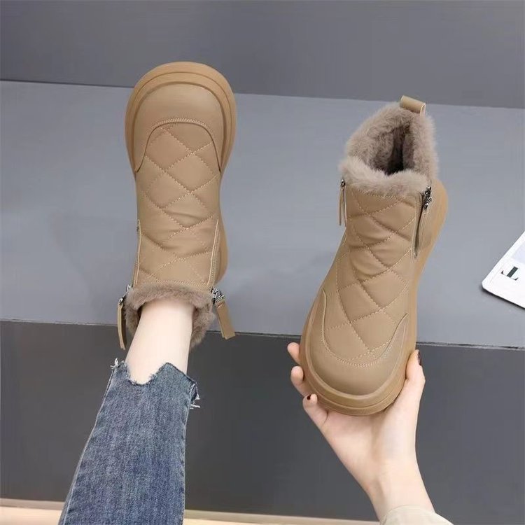 【Reducere de 50%】👢【35-41】Toamnă și iarnă noi cizme din bumbac pentru femei, impermeabile, anti-alunecare, catifelate, calde, la modă, cu talpă moale-3846243
