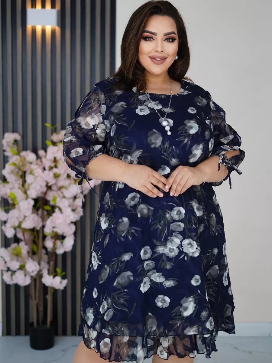 【🥻 Stil nou de primăvară】🤩【S-5XL】Rochie elegantă cu imprimeu din șifon --3911626