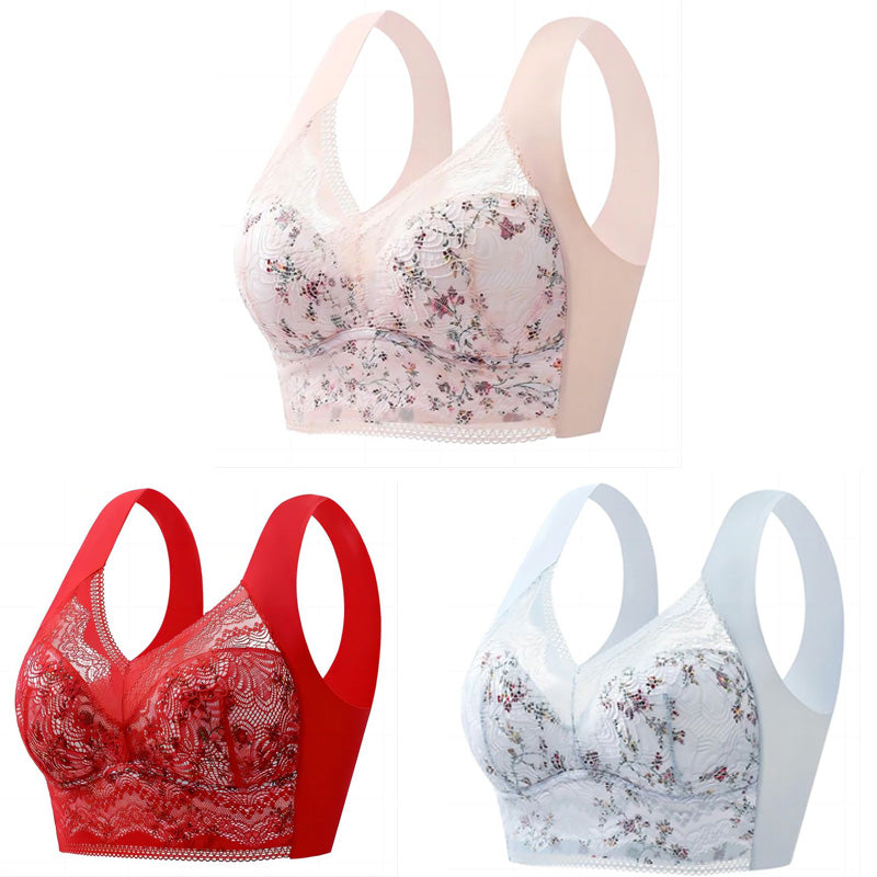 【🔥Cumpărați 1, primiți 3 gratuit】【Set de 3 bucăți】💕🎁Sutien de mărime mare din mătase de gheață fără cusături, respirabil și reglabil【Potrivit pentru 40kg-100kg】-3983347