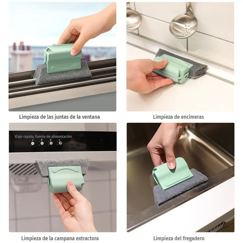 【3 piezas】🧽 Cepillo limpiador de ranuras para ventanas, práctico, eficaz y reutilizable