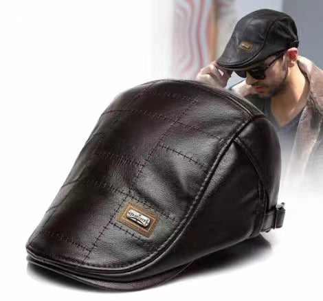 🔥🧢【Časově omezený prodej】 Pánský vysoce kvalitní retro baret z pravé kůže - 3862743