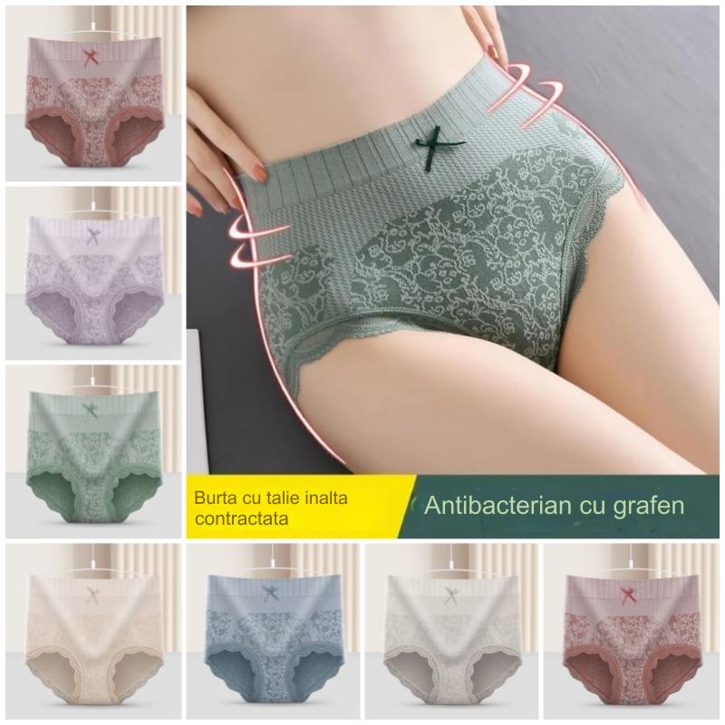 🔥【Cumpărați 4, primiți 4 gratuit】🔥Slip de damă cu talie înaltă, antibacteriană, absorbantă de umiditate--3888174