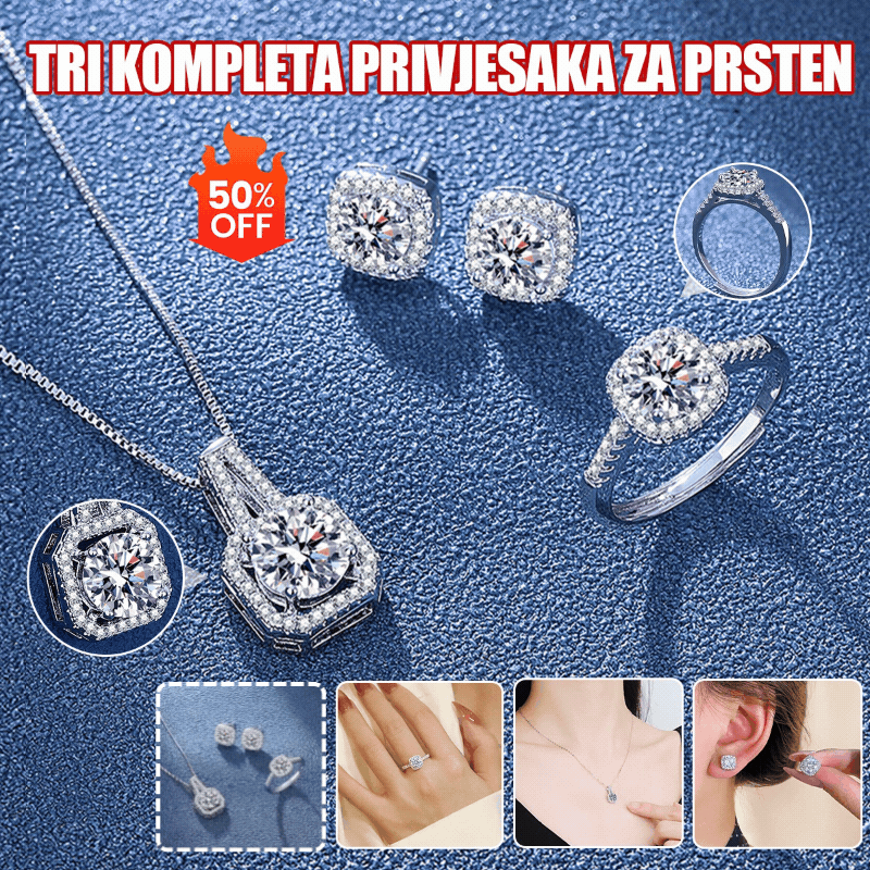 ✨【Ograničena posebna ponuda s 50% popusta (3 dana)】(Ogrlica + Naušnice + Prsten)🔥 Set nakita od 925 srebra