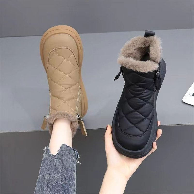 【Reducere de 50%】👢【35-41】Toamnă și iarnă noi cizme din bumbac pentru femei, impermeabile, anti-alunecare, catifelate, calde, la modă, cu talpă moale-3846243