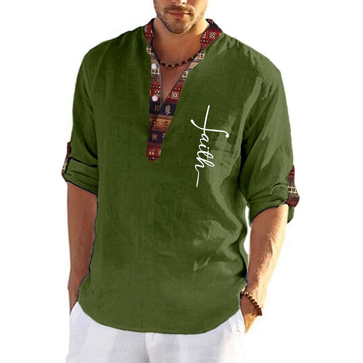 💥👔【Bestseller🔥】T-shirt pentru bărbați, de marime mare, din bumbac, cămăși cu decolteu în V