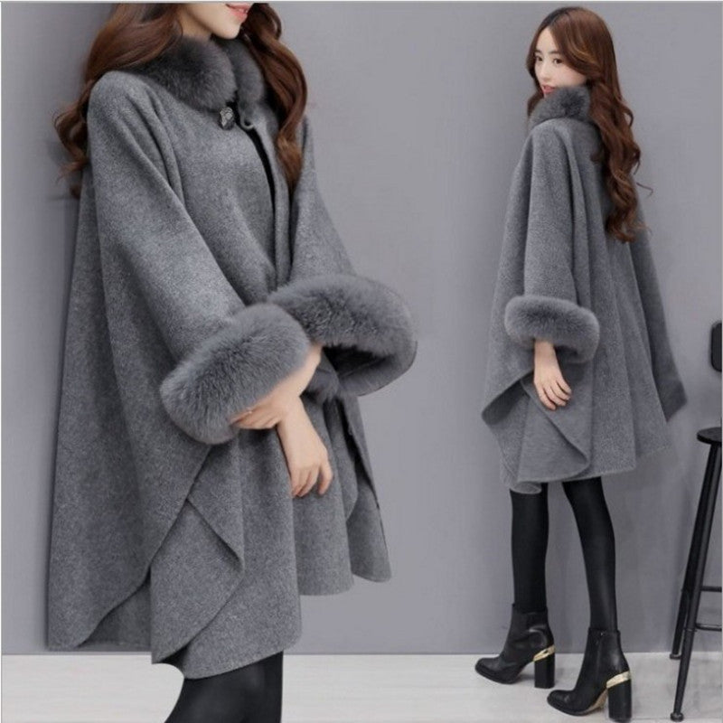【Promoție de sfârșit de an】【S-5XL】2024 stil nou palton lung de lână și șal pelerina-3847515