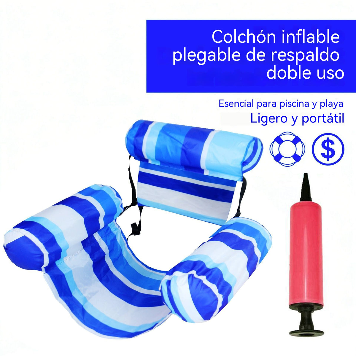 💦📢Plutajuća napuhavajuća sofa za plivanje s naslonom i sklopivim dizajnom