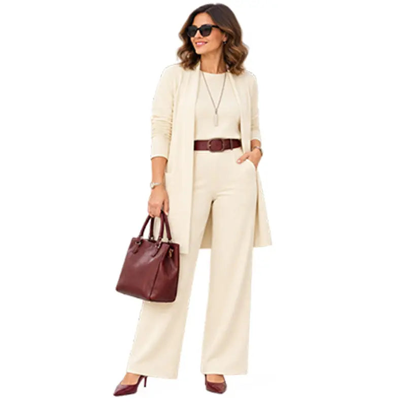 🎁💝Elegantni trodijelni set s dugim kardiganom (uključuje bluzu i hlače)