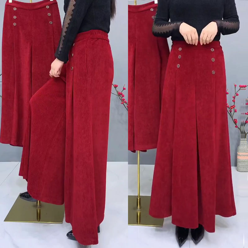š¤©ćXL-4XLćCulottes de lĆ¢nÄ groasÄ Či caldÄšpantaloni largi Či elastici cu picior larg