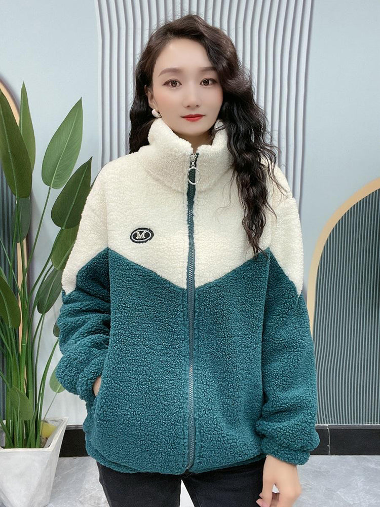 Jachetă de iarnă fleece, jachetă de bumbac, geacă de bumbac îngroșată din lână de miel, jachetă caldă