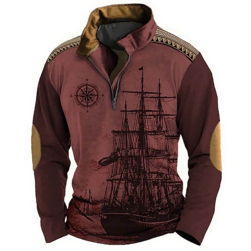 【XS-5XL】🔥Vremenski ograničena ponuda: 38% popusta🔥 Muška polo majica s visokim ovratnikom i motivom jedrilice, novi stil 2026., mekana i udobna