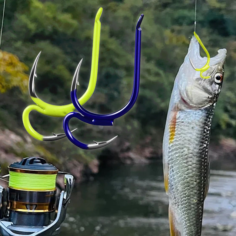 🎣🐟【10/20/30】 Cârlig dublu ascuțit cu ghimpi-Metoda ușoară de a prinde peștele rapid