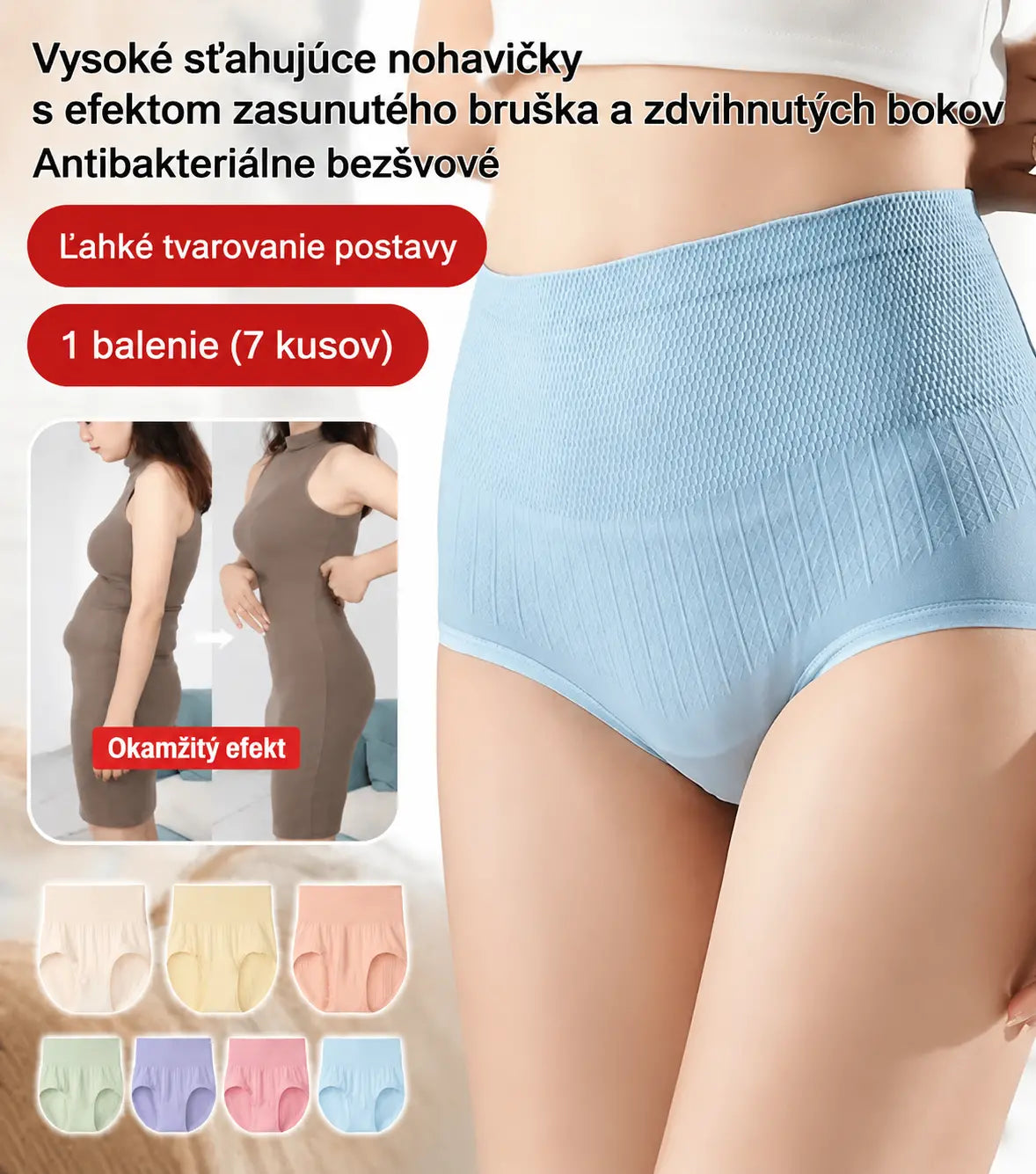 🔥【Kúpte 4 kusy a získajte 4 zadarmo】🔥 Posledný deň – 50% zľava – Vysoký pás, antibakteriálne nohavičky tvarujúce bruško