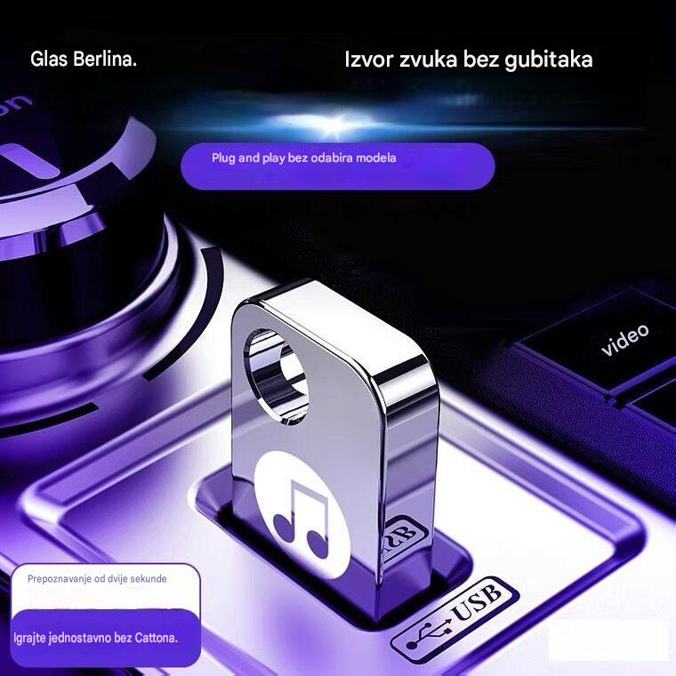 🚗🎵🎵【Glazbeni USB flash pogon】Sadrži 8000 pjesama, 600 glazbenih spotova i 6D zvučne efekte