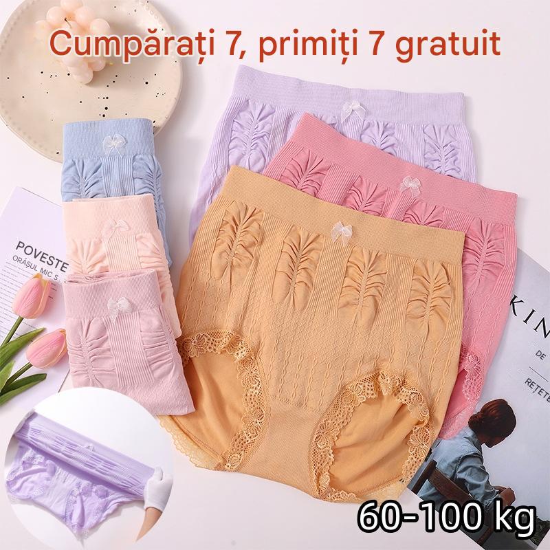 👩🔥【7 bucăți】(60-100kg) lenjerie antibacteriană pentru controlul burticii, elasticitate ridicată, talie înaltă, lenjerie de dimensiuni plus 3882396