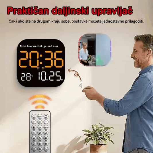 🛏️Višenamjenski LED elektronički sat -🌙 Nježno vas budi, recite zbogom dosadnim budilicama! Vrijeme + Datum + Dan u tjednu + Temperatura + Alarm, jedan sat za više namjena.