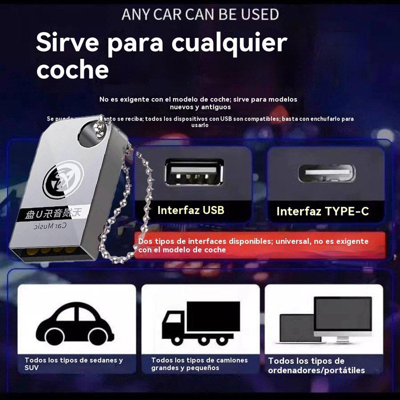 🚗🎵🎵【Glazbeni USB flash pogon】Može pohraniti 8000 pjesama, 600 glazbenih spotova i 6D zvučne efekte.