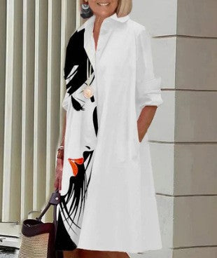 🔥👗【50% off】🌹💖【S-3XL】2026 nova modna svestrana ženska haljina košulja s printom, moderan dizajn, naglašavajući šarm