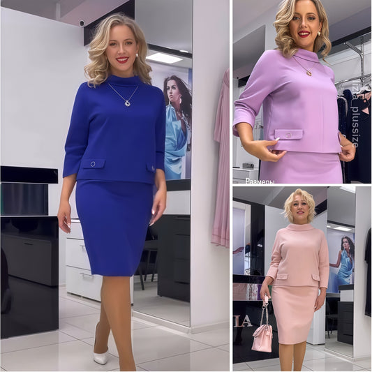 【S-5XL】👗 Costum casual pentru femei de primăvară confortabil și elegant (top + fustă)-3865544