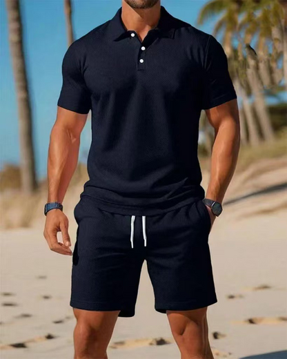 [S–3XL] Ljetni ležerni komplet kratkih rukava - polo majica i kratke hlače