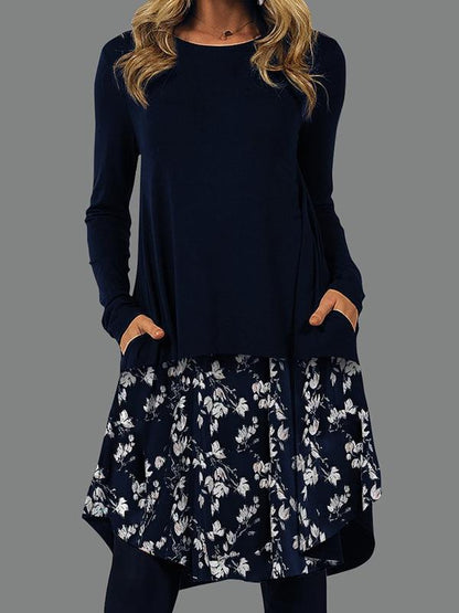 🔥✨【S-5XL】2024 rochie retro pentru femei la modă și elegantă în stil etnic, cusături cu imprimeuri multiple-3849019