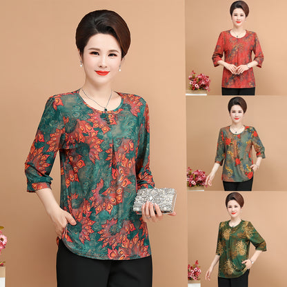 💥😍【Reduceri la produse noi】【XL-5XL】Primăvară și vară 2025, nou top tricou cu imprimeu floral-3915081