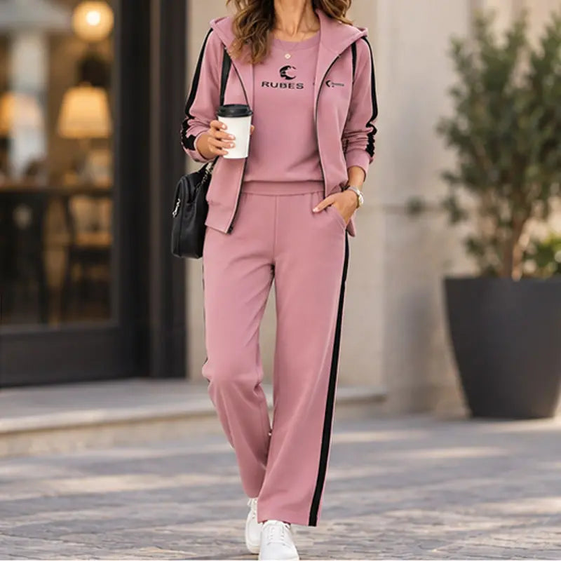 🔥【Novi dolazak - Ograničeno vrijeme 50% popusta】❄️S- 4XL】Ženski jesensko/zimski modni ležerni set od tri dijela (majica + jakna + hlače)