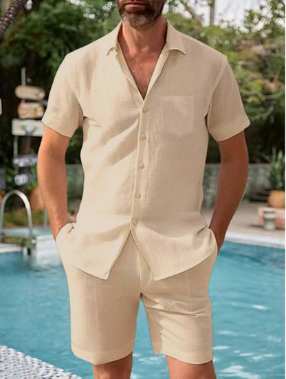 👔👖【S-3XL】🛒Ljetni muški ležerni kardigan + kratki rukavi, široki kroj, ležeran pamuk/lan - dostupan u većim veličinama