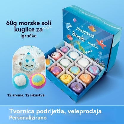 🌟🌟【12 komada za 36 eura】🛁🛁Set od 12 dječjih kuglica s morskom soli za kupanje — ✅Zabavna igračka ✅Nježna formula ✅Njeguje kožu