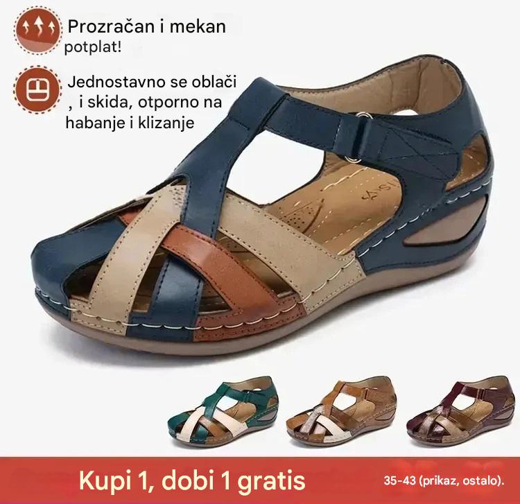 [35-43] Ženske ljetne sandale, izrađene od mekane kože, debeli potplat, šuplji čičak