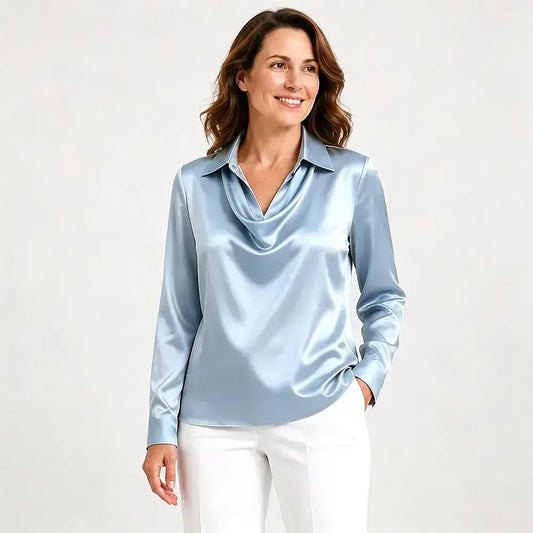 【S-3XL】【40-100 kg】Nueva camisa de satén suave y lisa para mujer, a la moda, con un exclusivo diseño floral y una elegante caída que estiliza la figura.