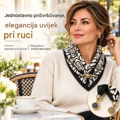 ✨【Pakiranje od 4 komada】Elegantni ženski šalovi s magnetskim kopčanjem – s uzorkom, jednostavni za stavljanje, bez potrebe za vezanjem čvorova