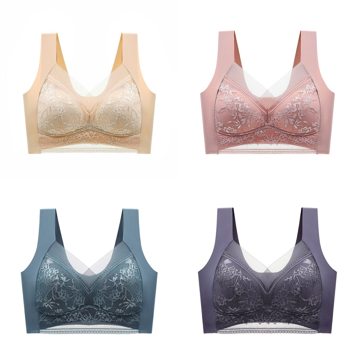 🔥Zadnji dan 50% popusta【4 komada】👙【40-110 kg】Bešavni, udobni i visokokvalitetni čipkasti grudnjak