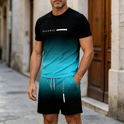 Nuevo conjunto de verano de manga corta de algodón puro multicolor para hombre 2026