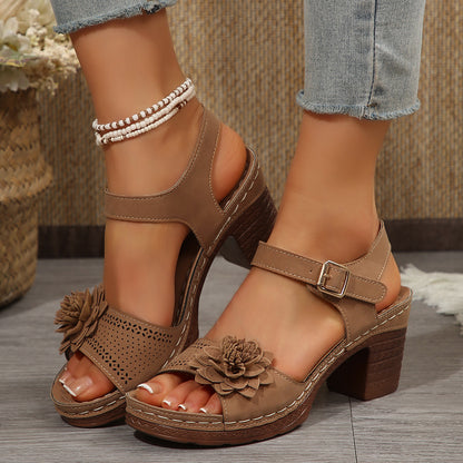 【🔥Reducere limitată】【36-43】Sandale elegante de damă cu vârful deschis și decorațiuni florale