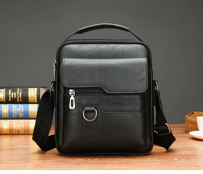 👜🔥【Descuento en nuevos productos】🎁Bolso de hombro de moda de negocios para hombre hecho de cuero genuino, gran capacidad, resistente al desgaste 