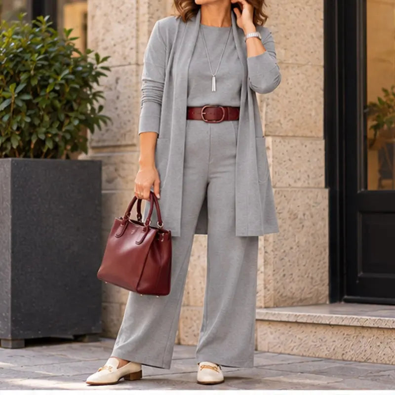 🎁💝Elegantni trodijelni set s dugim kardiganom (uključuje bluzu i hlače)