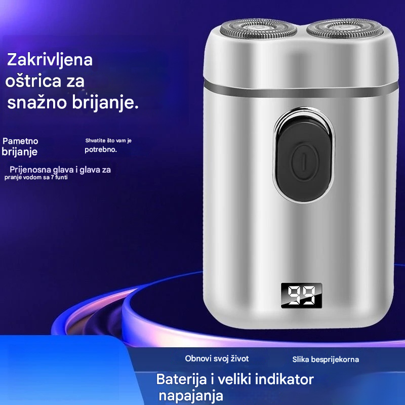 🧡【Vremenski ograničena ponuda: 50% popusta s besplatnom dostavom】Mini prijenosni magnetski vodootporni električni brijač s dvostrukom oštricom za muškarce - plaćanje pouzećem