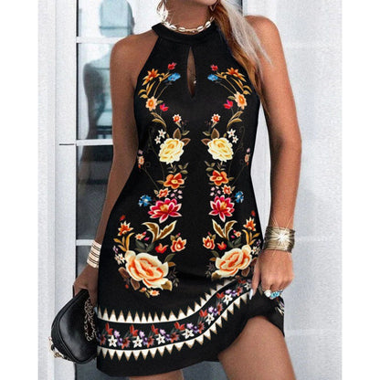 🍁【Reducere limitată în timp】【S-2XL】💖2025 Rochie cu imprimeu fără mâneci decupată