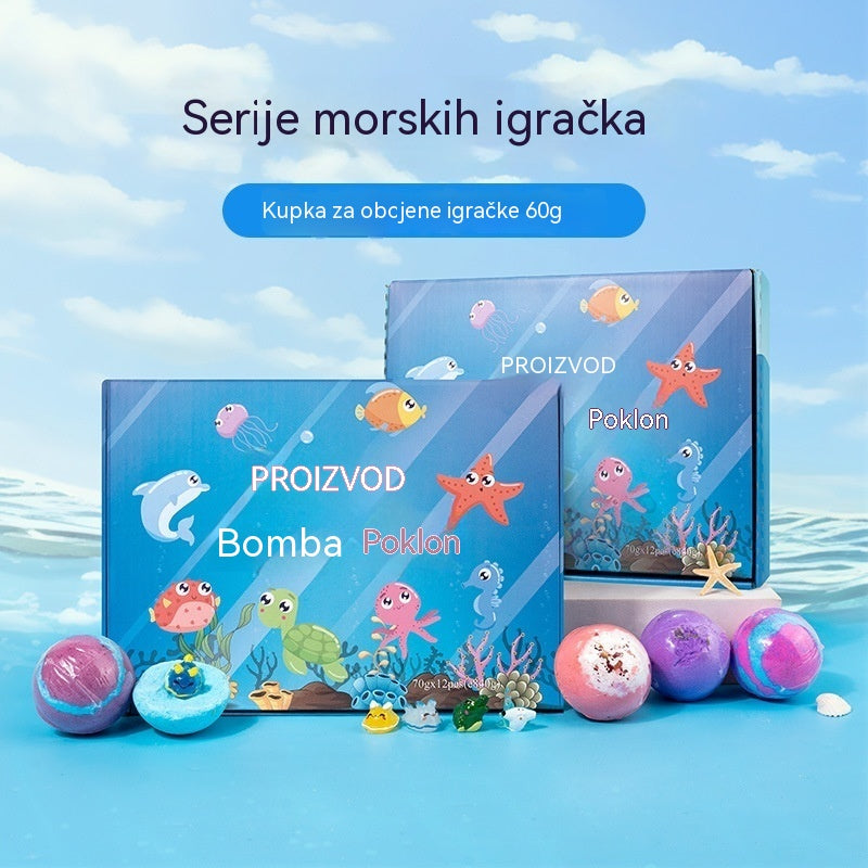 【12 komada 36 eura】Set od 12 kuglica soli za kupanje u obliku morskih životinja (60 g svaka) za djecu.