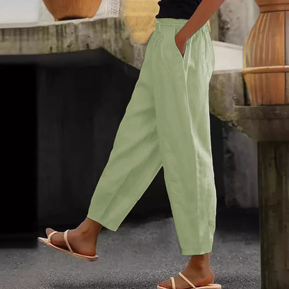 😍【Novo Ograničeno vrijeme 50% popusta 3 dana】💕【S-5XL】Ženske ležerne pamučno-lanene hlače - hladne i prozračne, elegantne i ležerne, od mekane tkanine. ✅Plaćanje pouzećem