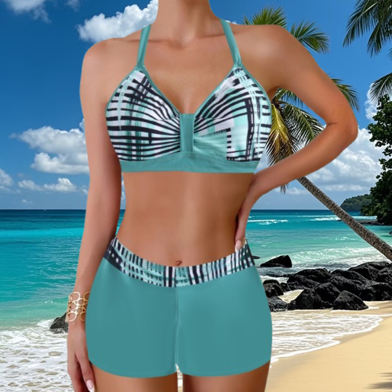 🏖️👙【Reducere limitată în timp】🌴【S-5XL】Set de costume de baie imprimate pentru vacanță la plajă 2025