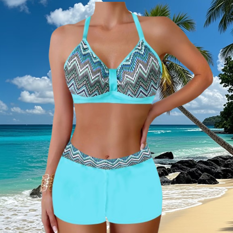 🏖️👙【Reducere limitată în timp】🌴【S-5XL】Set de costume de baie imprimate pentru vacanță la plajă 2025
