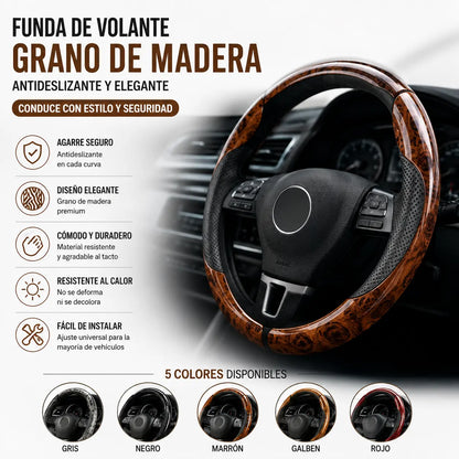 【1 set od 3 komada】 Neklizajuća navlaka za volan automobila s drvenim uzorkom